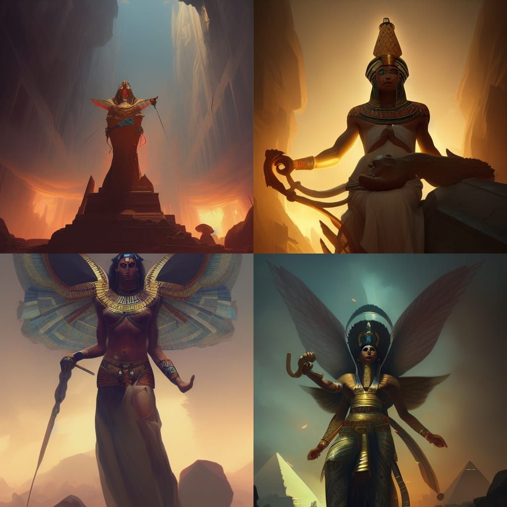 Egyptian Gods in Dark Fantasy Style
