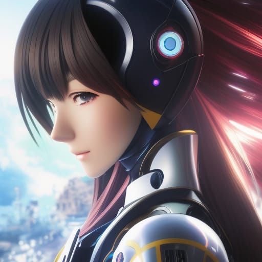 Mecha Girl Portrait in Anime Key Visual Style