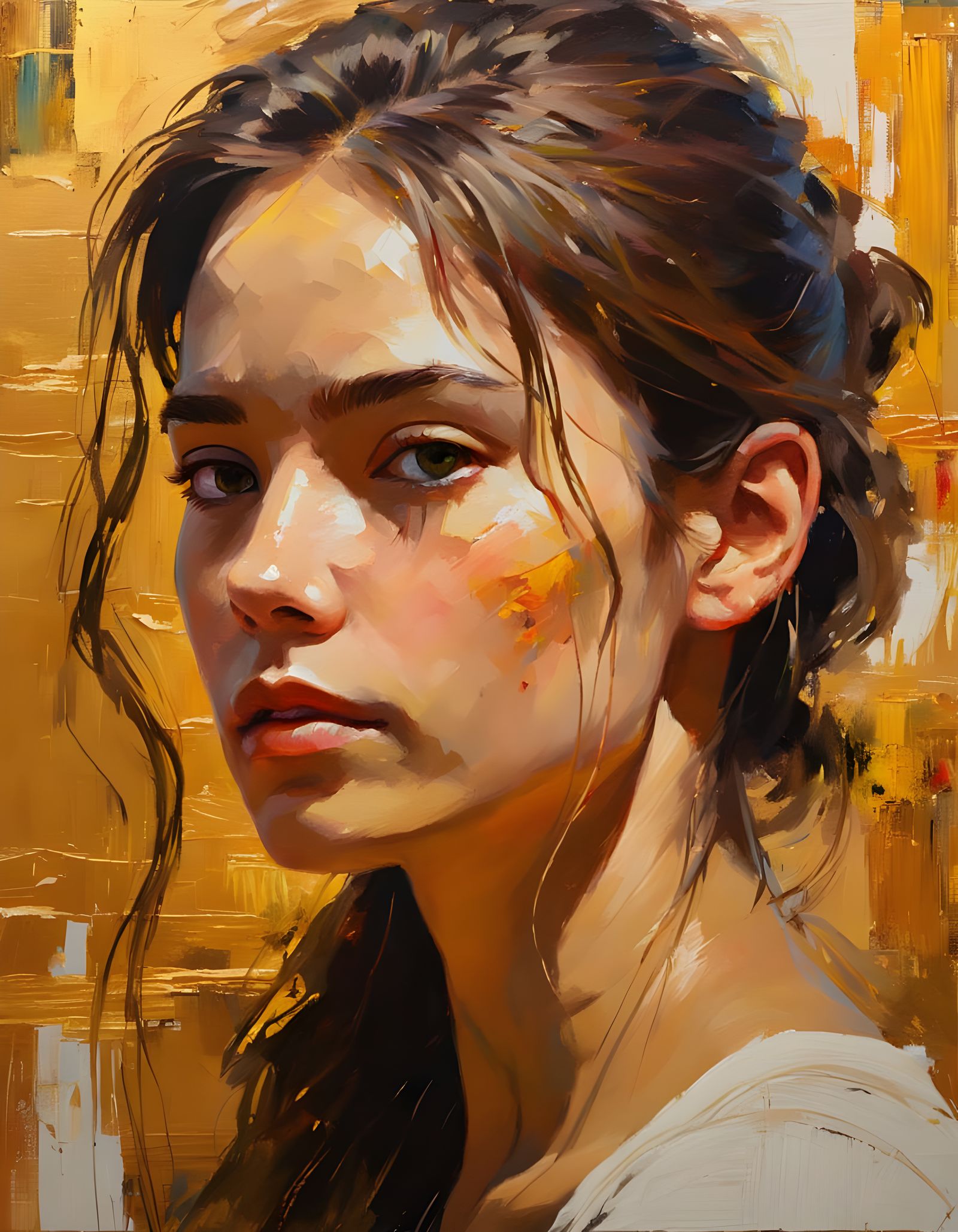 Oil Painting and Sketch Portrait of a Woman