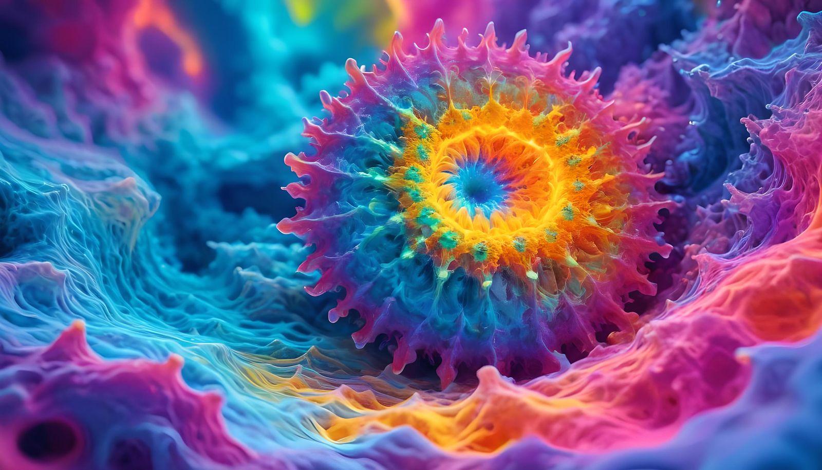 Psychedelic Fractal Landscape in Ultra Fluor Colors