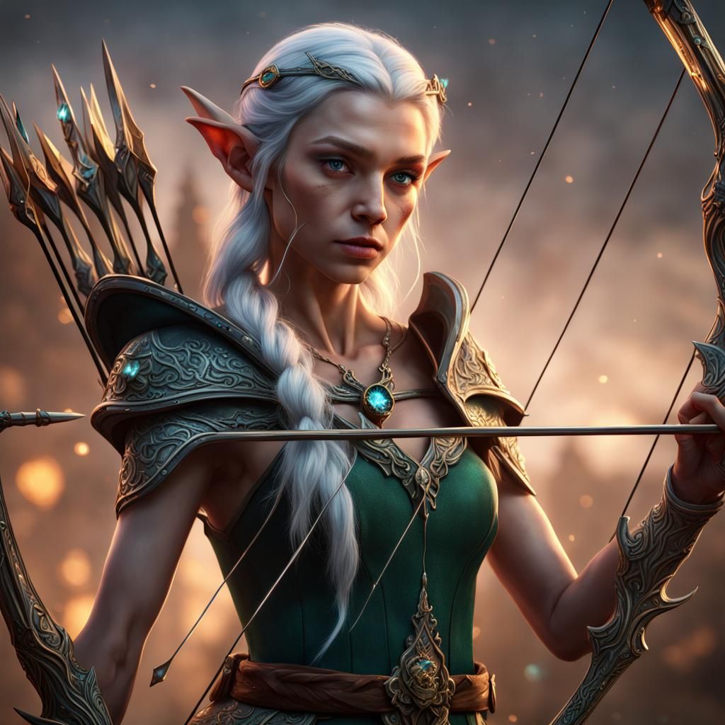 Crystalline Bow Held by Forest Elf