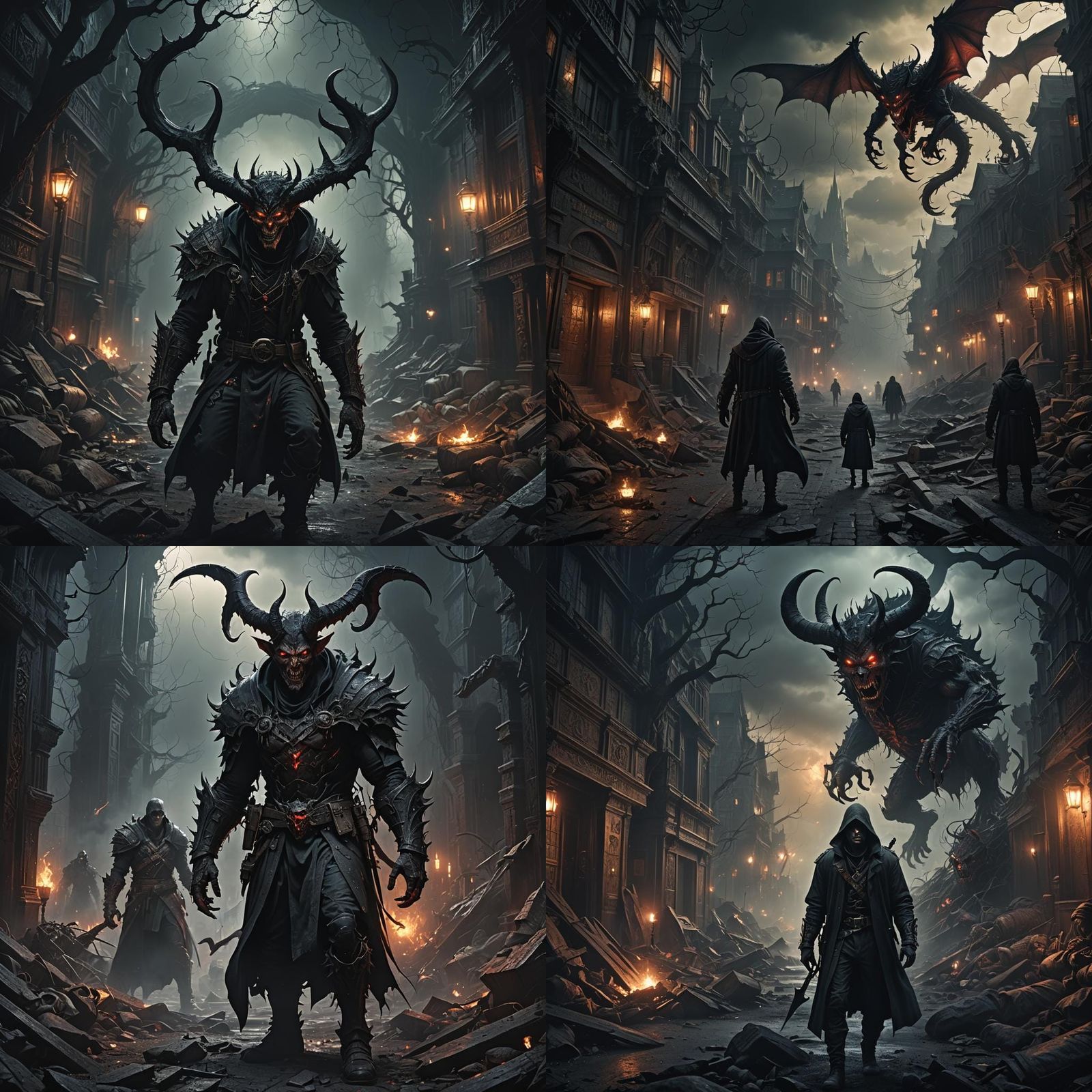 Demonic Figure Lurking in Darkness: Digital Matte Painting