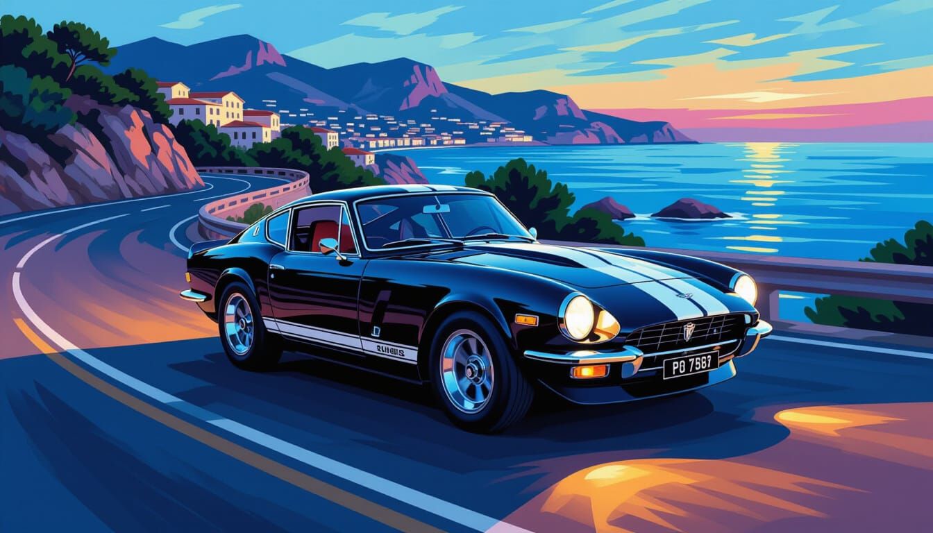 Retro Sports Car on the French Riviera