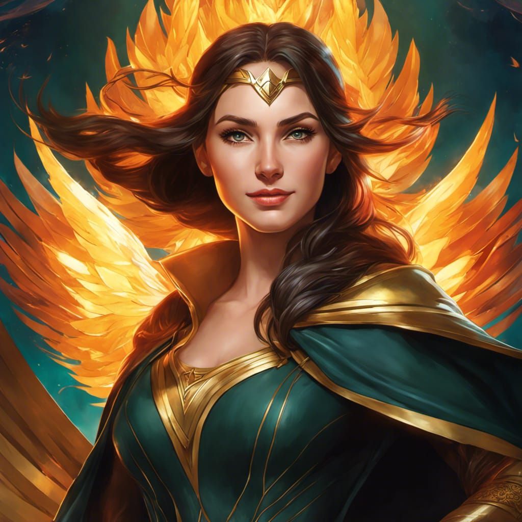 mischievous smile matching eye shape female Asgardian dark hair teenage Harry Potter Phoenix Force head and shoulders po...