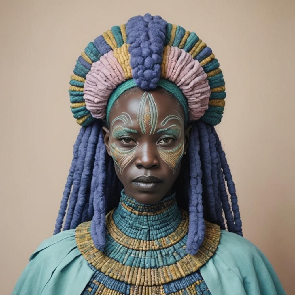 Folklore Portrait with Soft Textile Elements