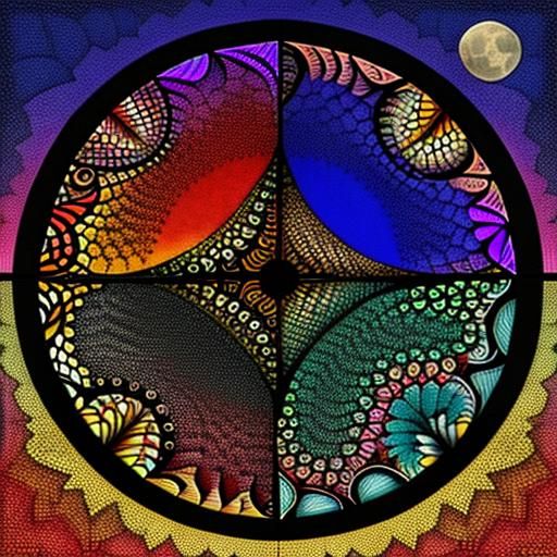 Vibrant Fractal Sunset Meditation Scene