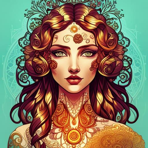 Steampunk Cybernetic Greek Goddess in Digital Painting