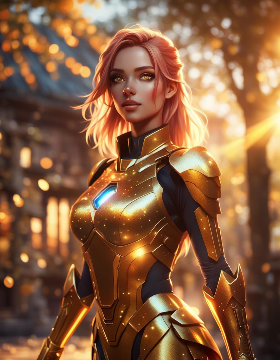 Anime Young Woman in Golden Hour Lighting