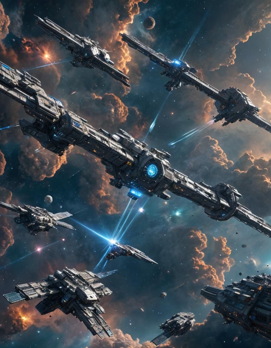 Spectacular Space Station Colony Amidst Nebula Clouds