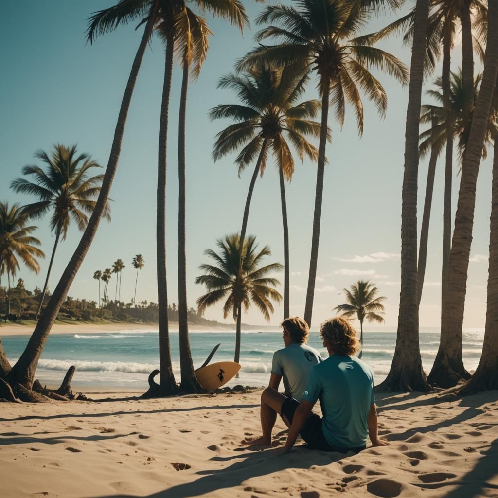 Golden Hour: Surfer Contemplates Ocean at Dawn