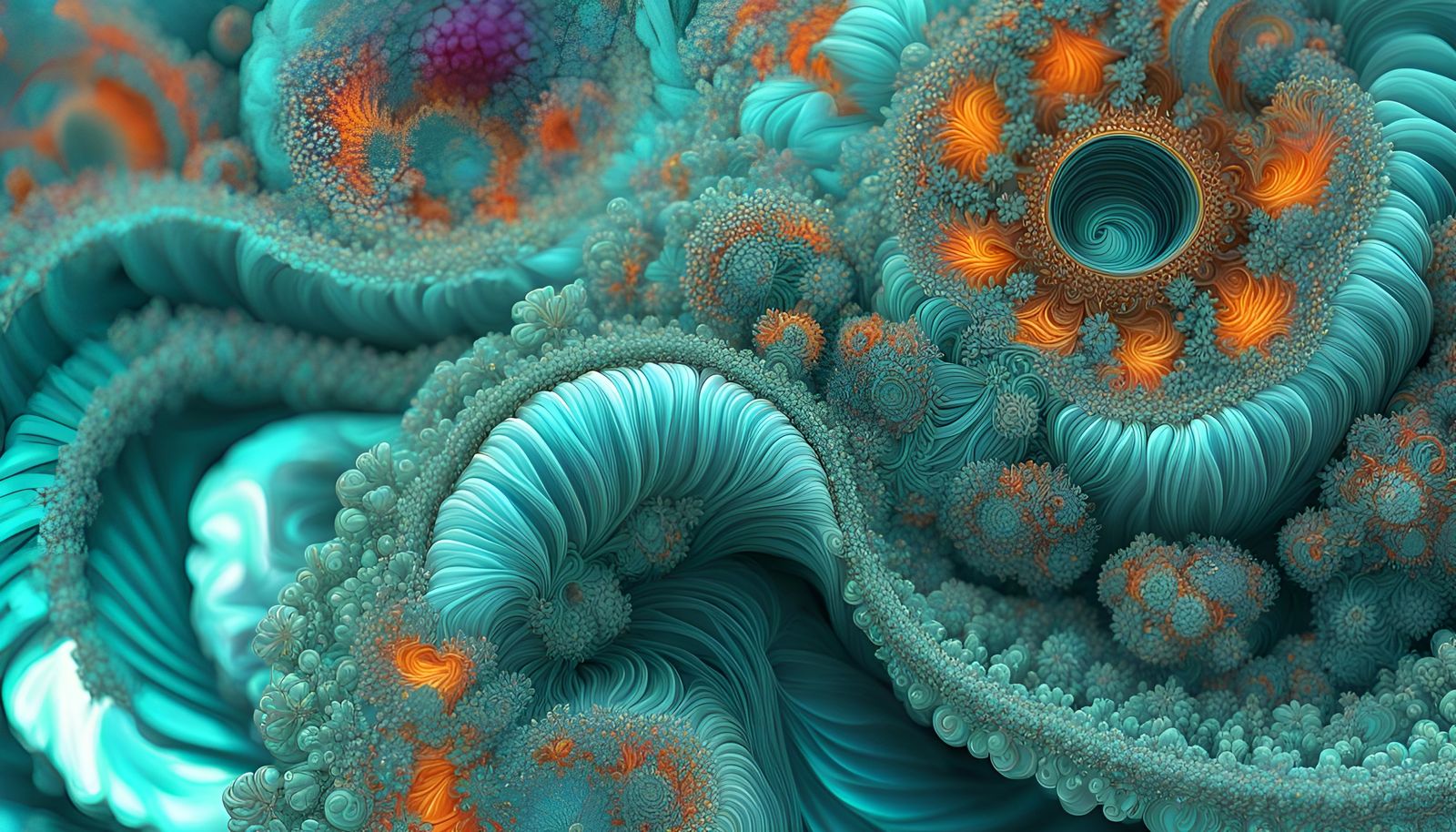 Psychedelic Fractal Surface with Holographic Iridescence