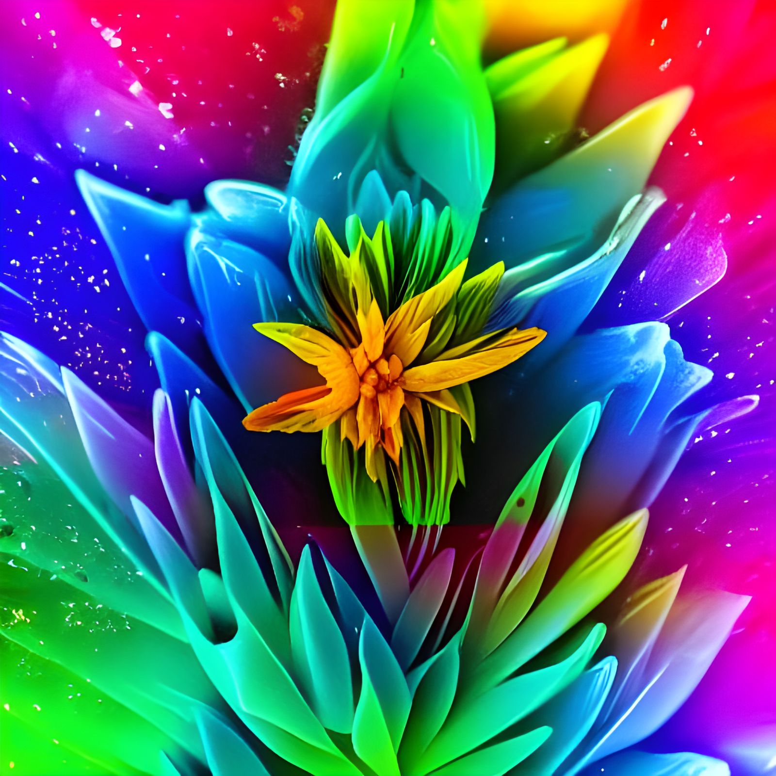 Joyful Flowerdragon in Colorful Holographic Illustration