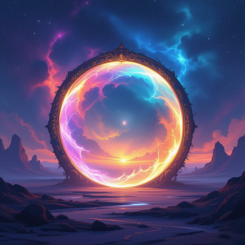 Glowing Portal to Cosmic Nebula Realm