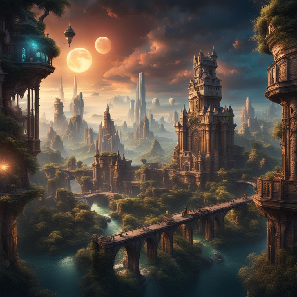 Fantastical Lost City: Detailed Matte Painting in 8K