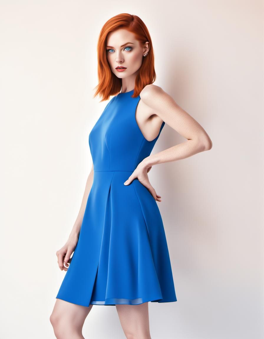 Redhead Woman with Bob in Splash Art Style