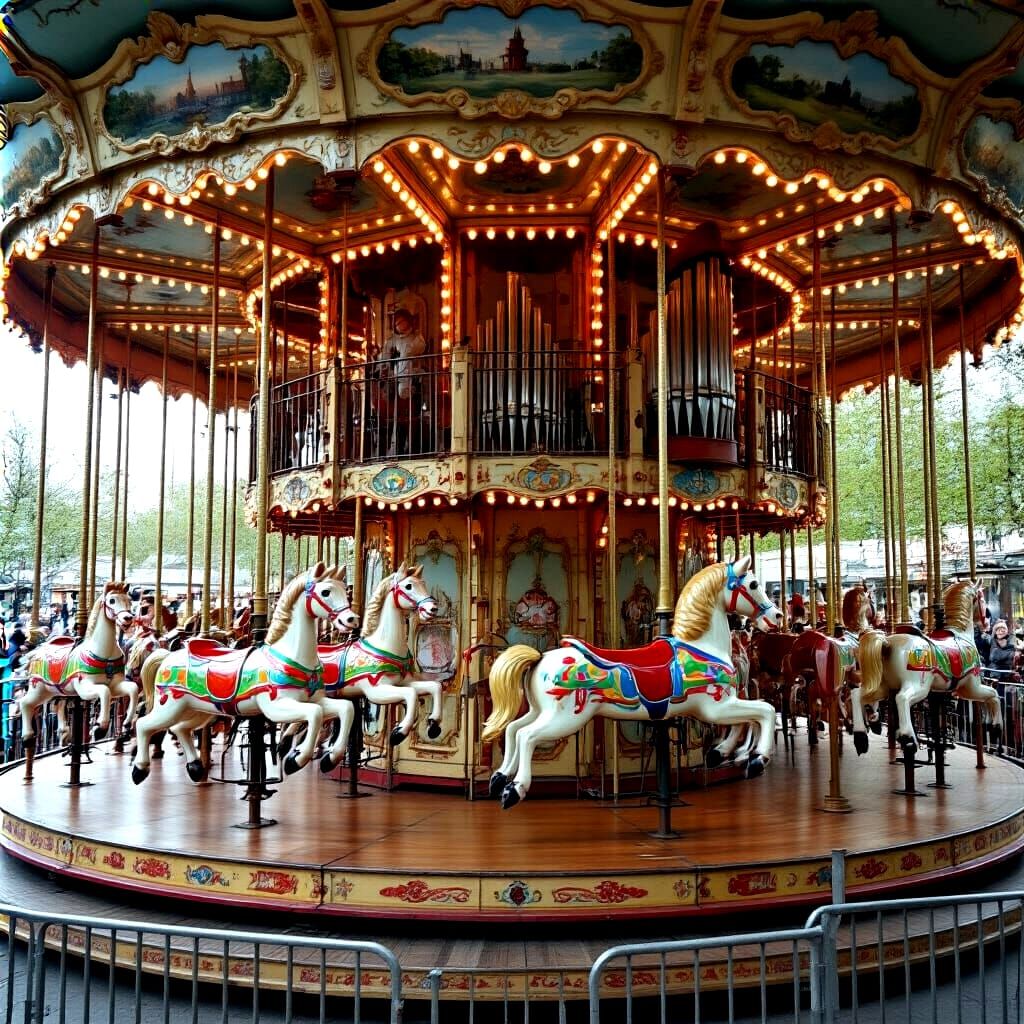Carousel with Dancing Automatons and Steam Organ