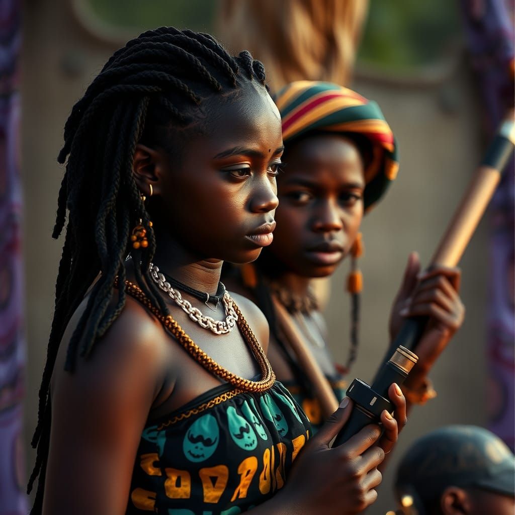 Cinematic Image of African Girls Playing in 8k