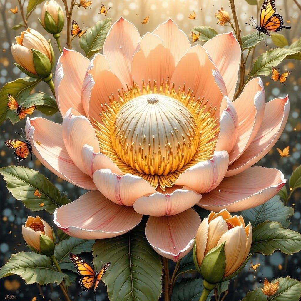 Cream Mink Protea Neriifolia