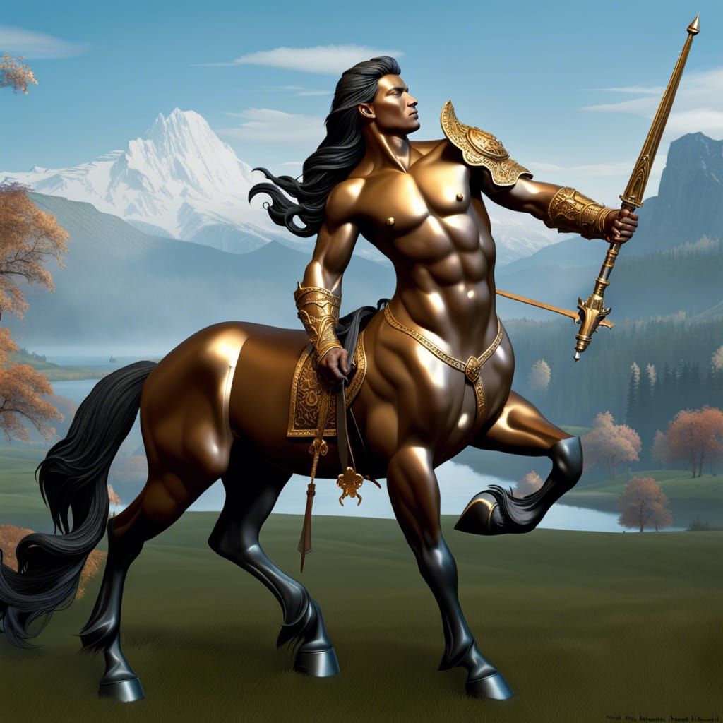 Armored Centaur: Rococo Gothic Hyperdetailed Photo Illustrat...