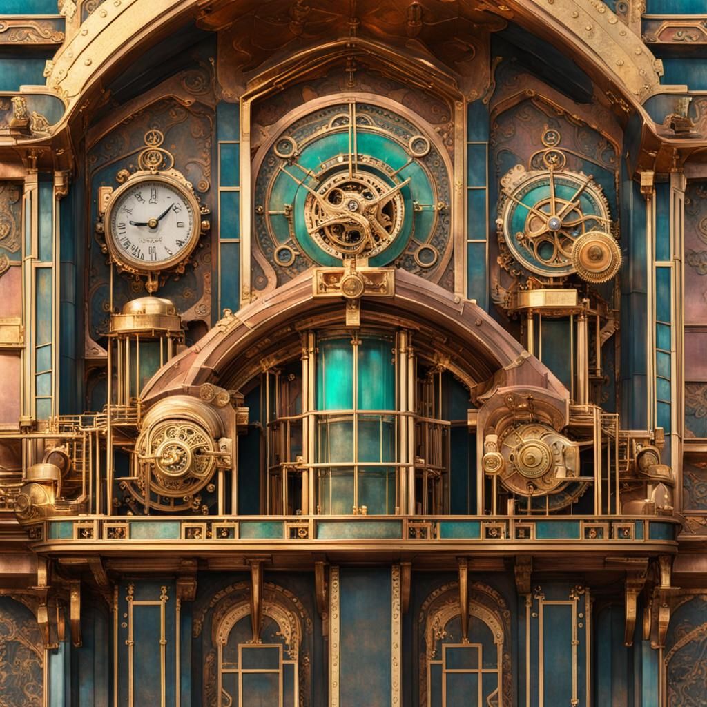Grand Steampunk Art Deco Palace in Jewel Tones