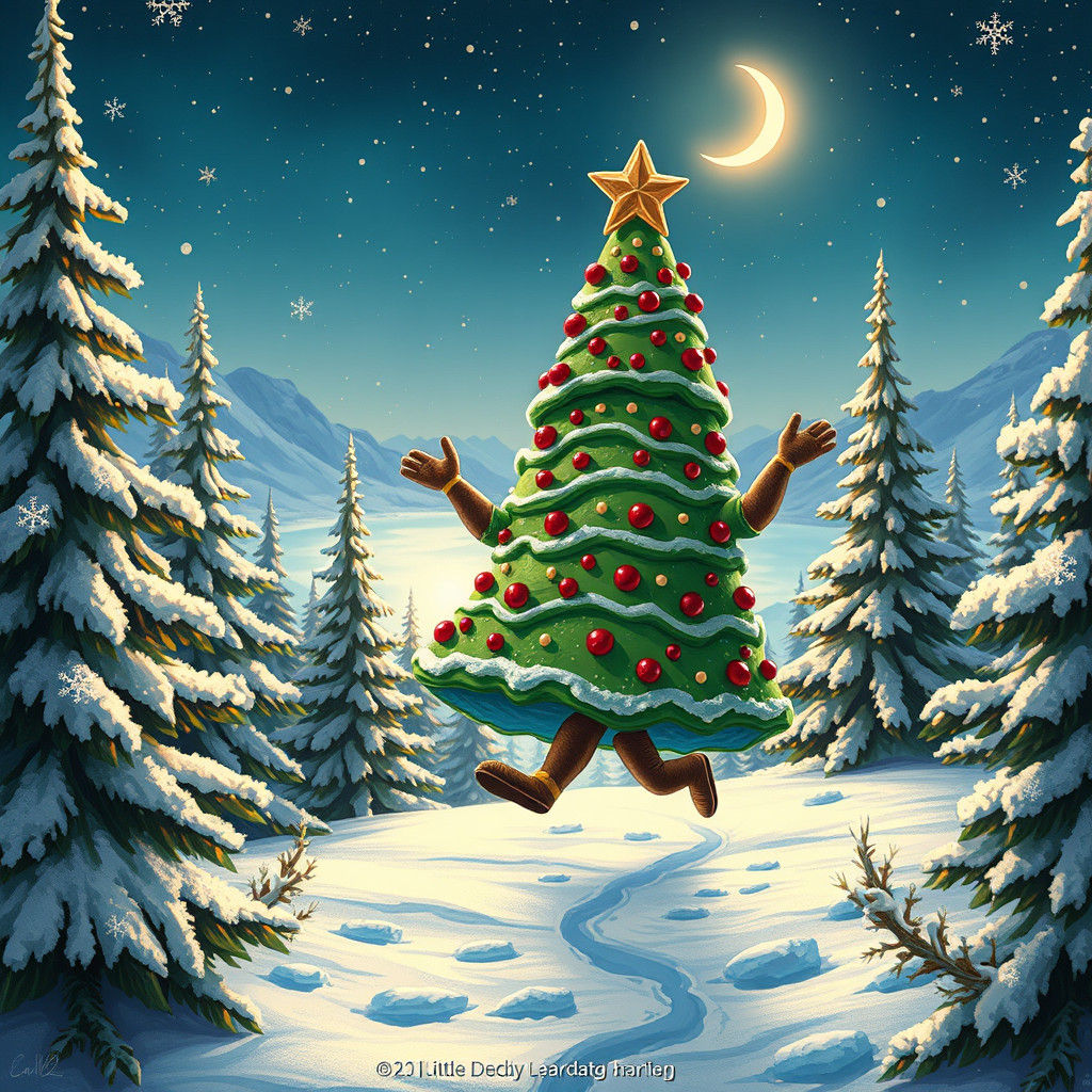 Dancing Christmas Tree Snack Cake in Winter Wonderland