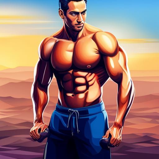 Egyptian Bodybuilder in Isometric Vector Art