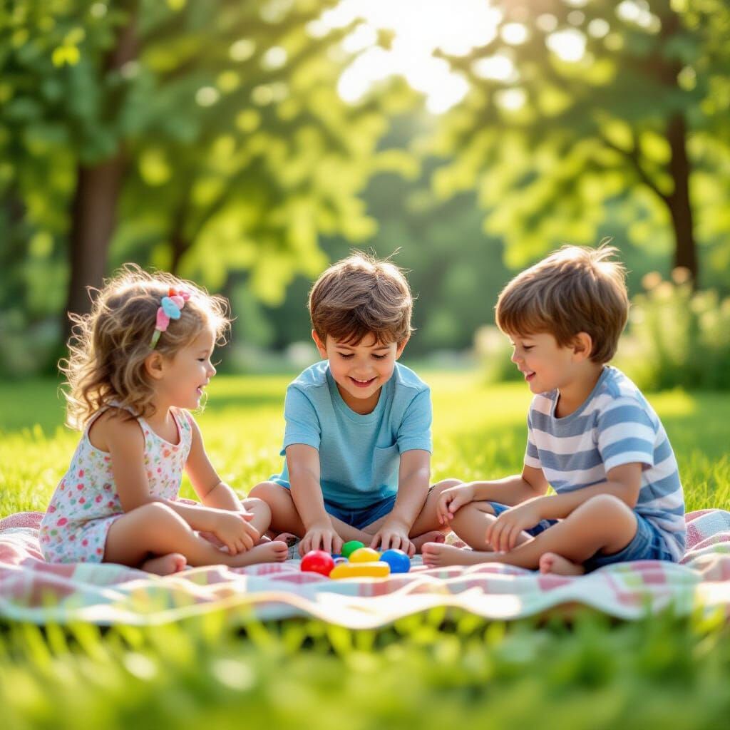 Children Playing Summer Games in the Sunshine