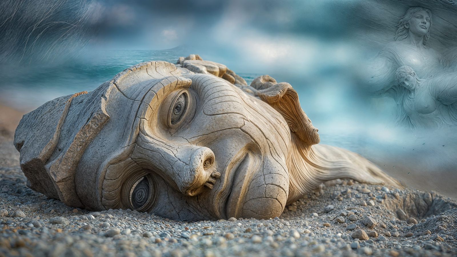 Weathered Tigerstone Statue of a Greek God