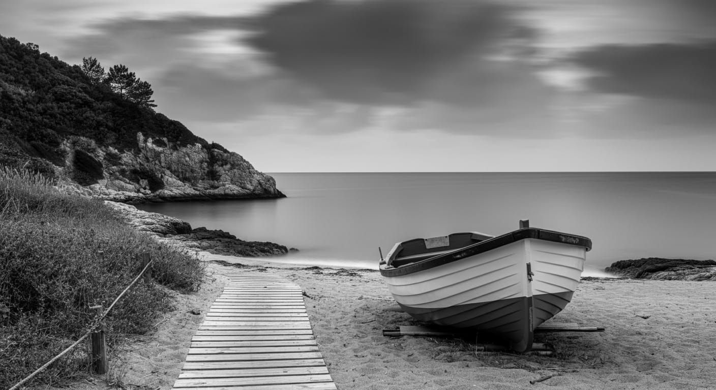 Monochromatic Coastal Scene in Dramatic Light