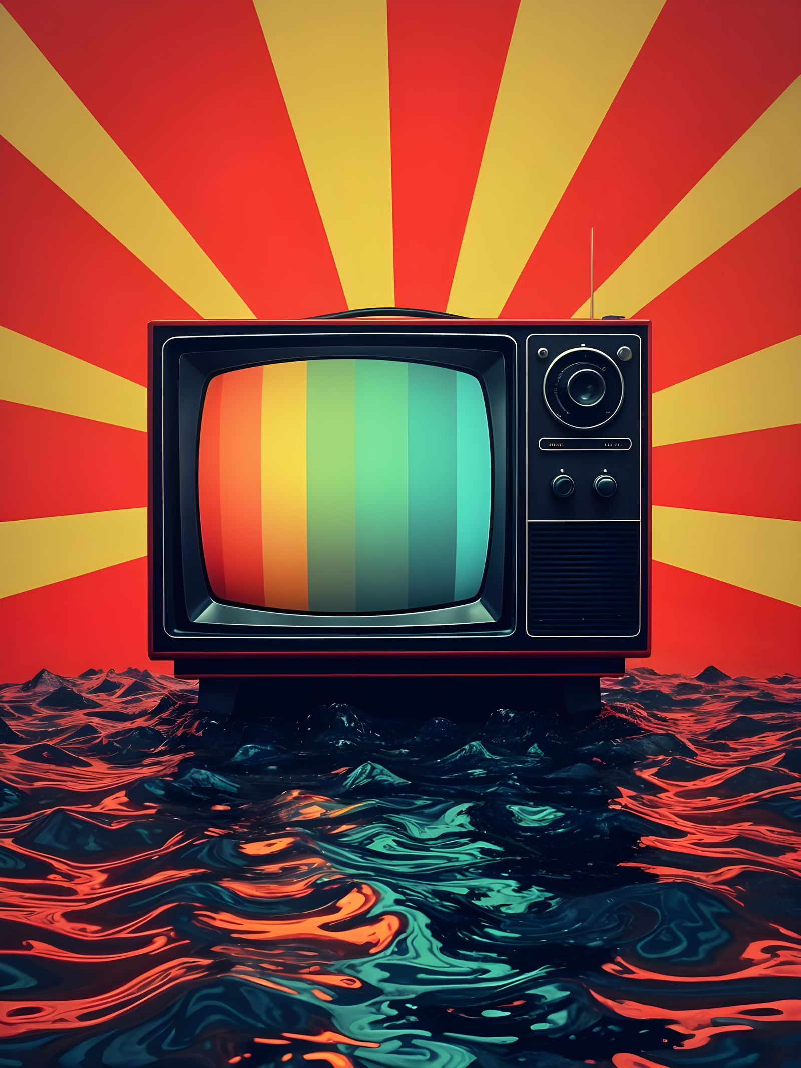 Vibrant Neon Television Distortion