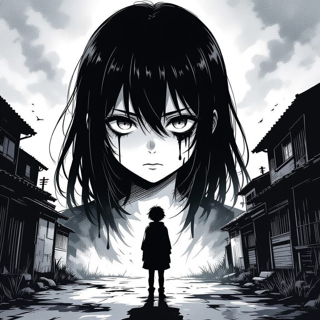 Creepy Eldritch Figures in Dark Anime Comic Style
