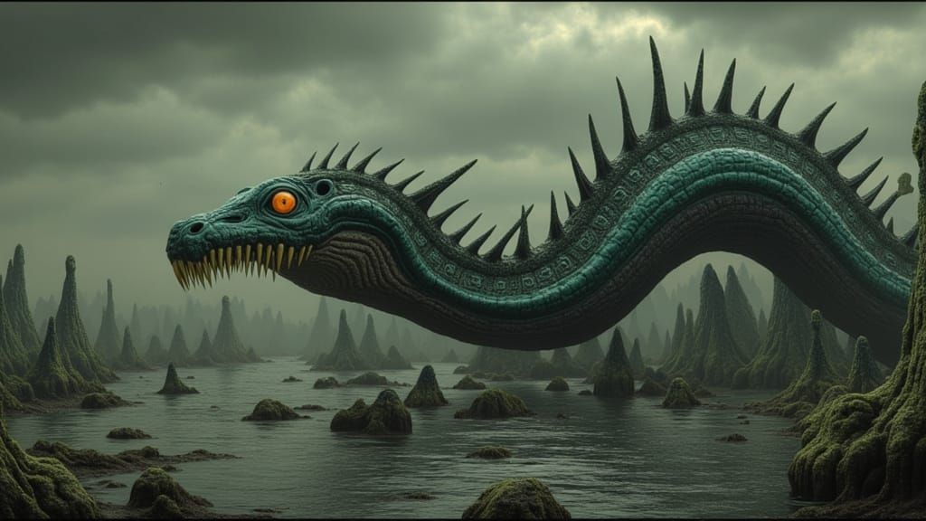 Colossal Swamp Monster in Serpentine Form