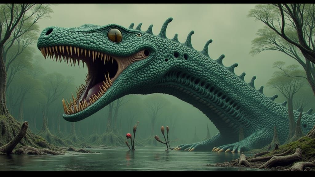 Colossal Serpentine Swamp Monster Emerges