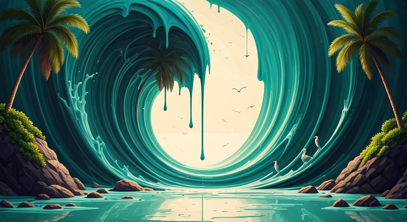 Vibrant Teal Paint Creates Tropical Beach Scene