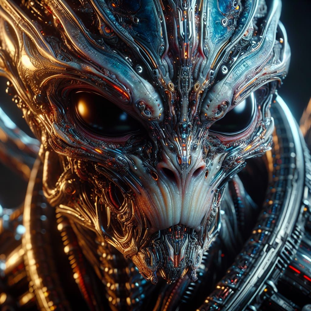 close up on a alien warrior