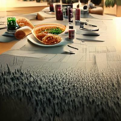 Cozy Family Dinner in Matte Painting Style
