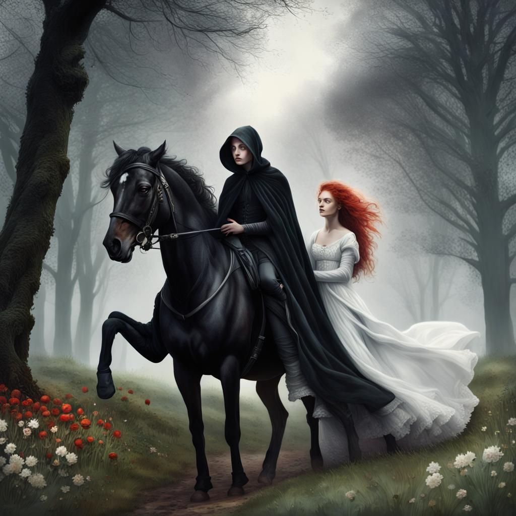 Fantasy Art: Man and Woman in Misty Forest