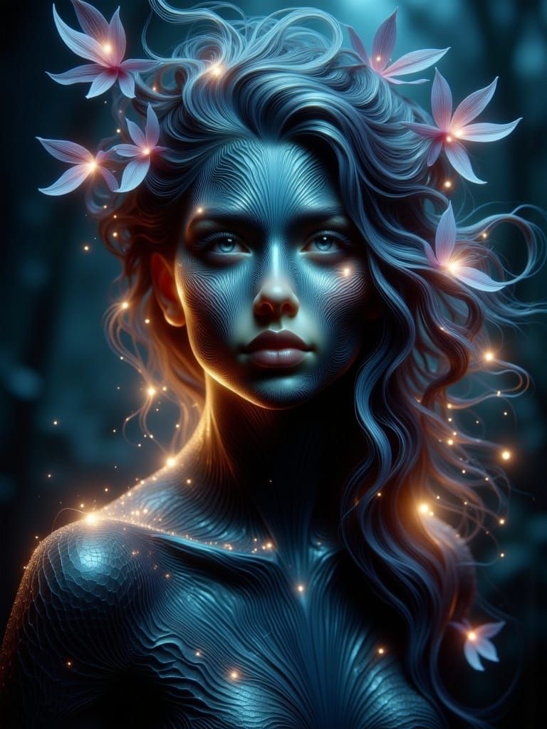 Forest Fairy Portrait in Impasto Oil Painting Style