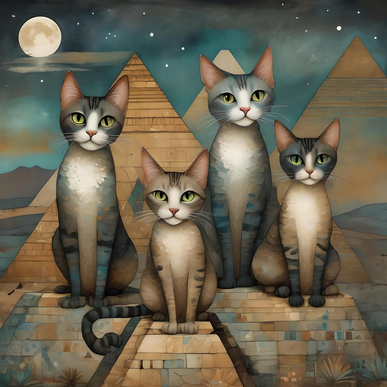 Whimsical Cats at the Great Pyramid