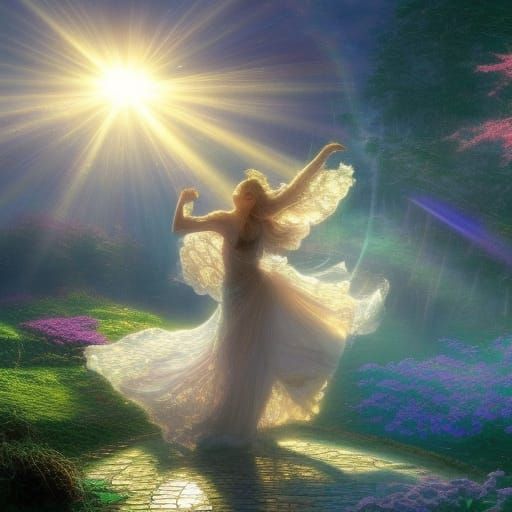 Luminescent Mosaic Dance in Ethereal Light