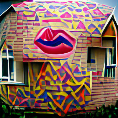 Graffiti House with Lips: Abstract Street Art