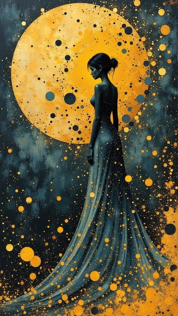 Fantasy Temperance Tarot Card in Dark Oil Paint Style