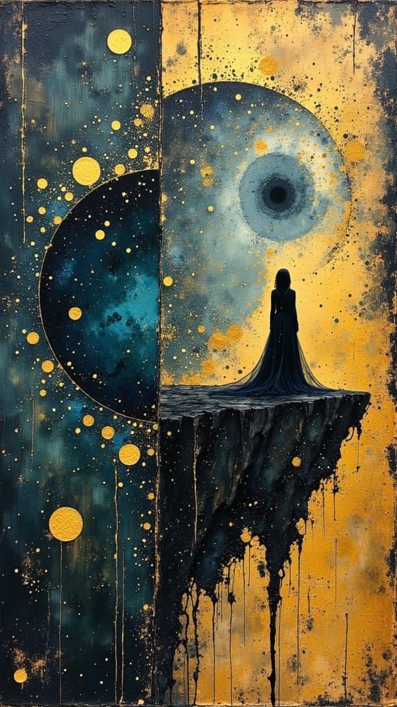 Fantasy Temperance Tarot Card in Dark Oil Paint Style