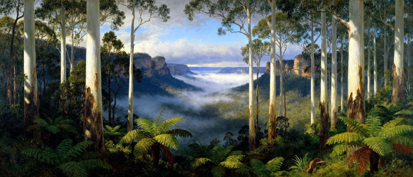 Sublime Blue Mountains Landscape in Hudson River School Styl...