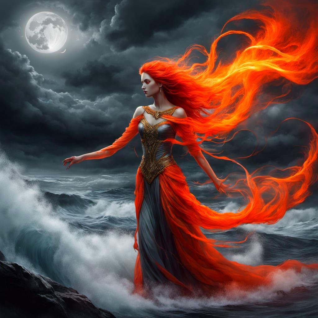 Ethereal Goddess of the Blood Moon Storm