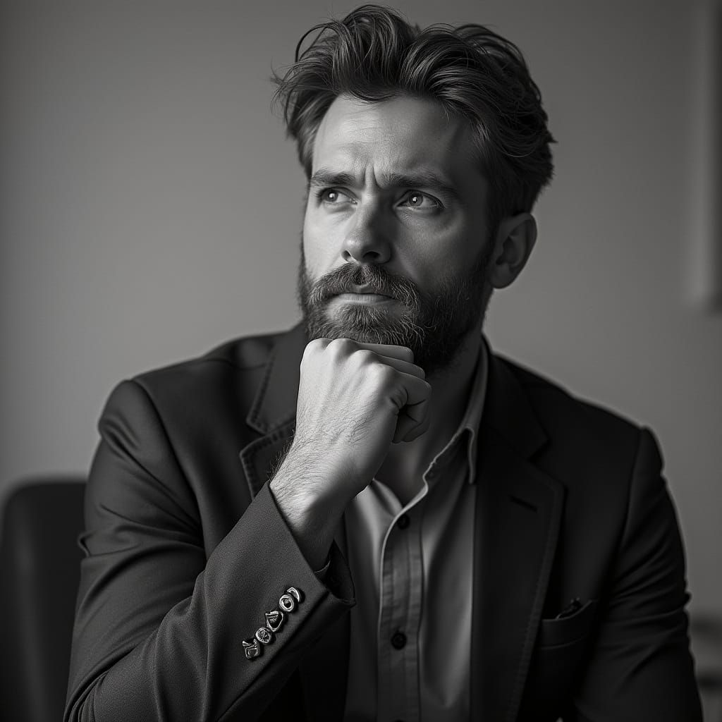 Enigmatic Thinker Contemplating Existence