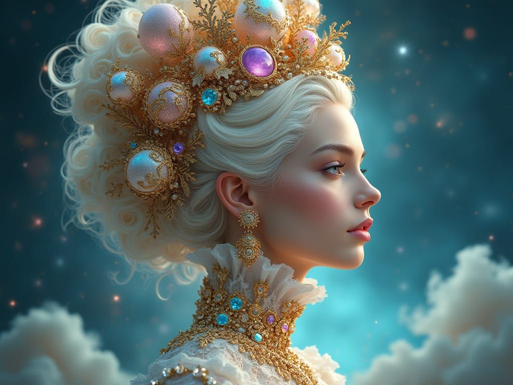Ethereal Celestial Queen Portrait in Hyperrealistic Fantasy ...