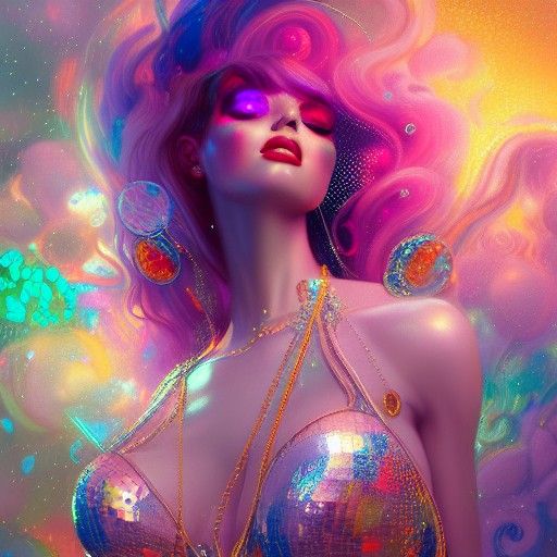 Disco Queen in Cosmic Astral Illustration Style