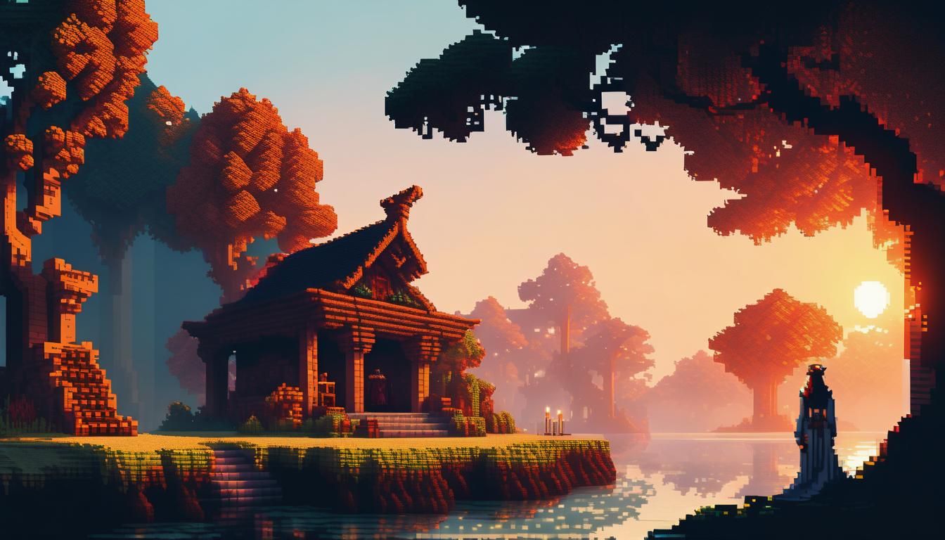 Pixel Art Druid Wedding at Sunrise