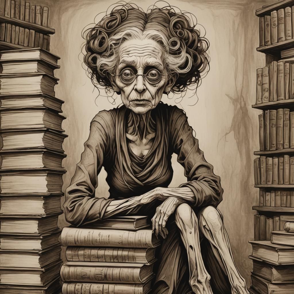 Disturbing Art Brut Portrait of Deformed Elderly Woman